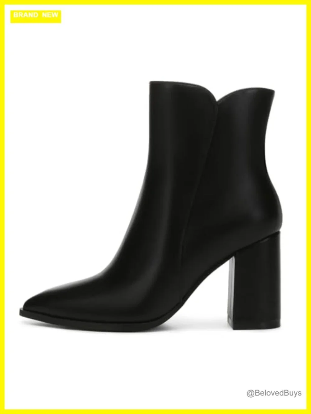 Chunky High Heel Pointed Toe Ankle Booties with Side Zipper